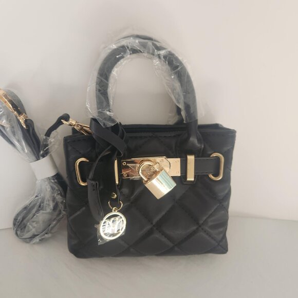 Badgley Mischka Mini Diamond Quilted Tote with front lock NWT - Picture 2 of 12